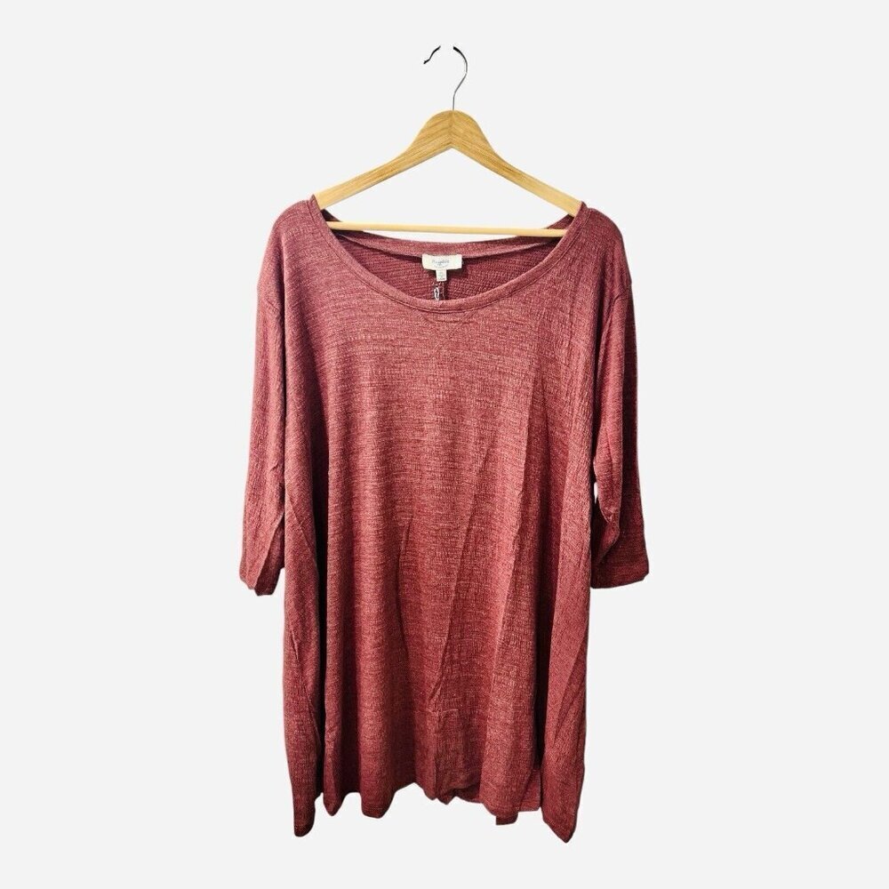 Hayden LA Crimson Red Tunic Dress 3/4 Sleeves Mid Length Plus Size 1XL A-Line